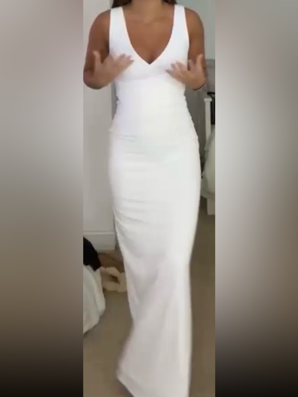 Peppermayo White Maxi Skirt - Fitted V-Neck Silhouette